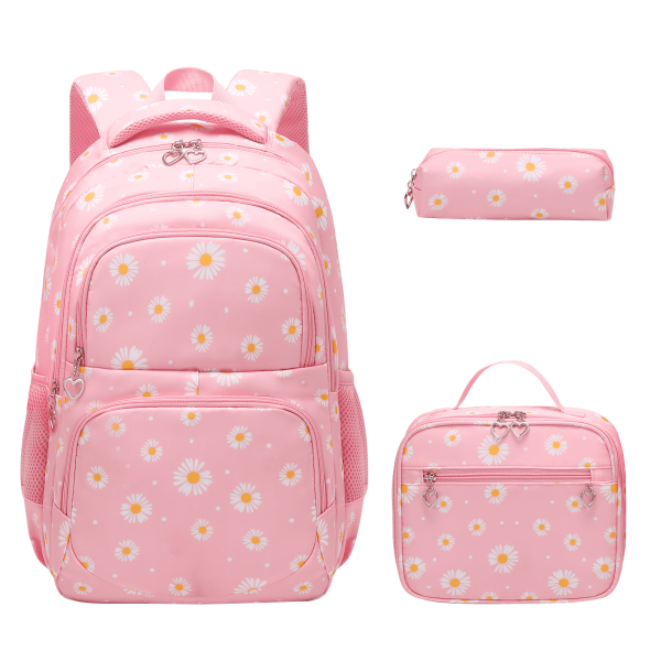 Forestfish 3-Piece Backpack Set for School,Large Capacity Teen Backpack with Insulated Lunch Bag & Pencil Case,Waterproof with Laptop Compartment & Side Pocket