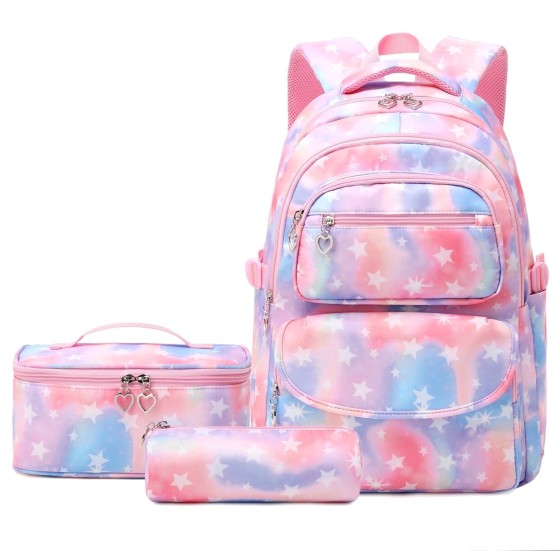 Forestfish Star Print School Backpacks Set for Teen with Lunch Bag Water Resistant Lightweight Large Books Bag